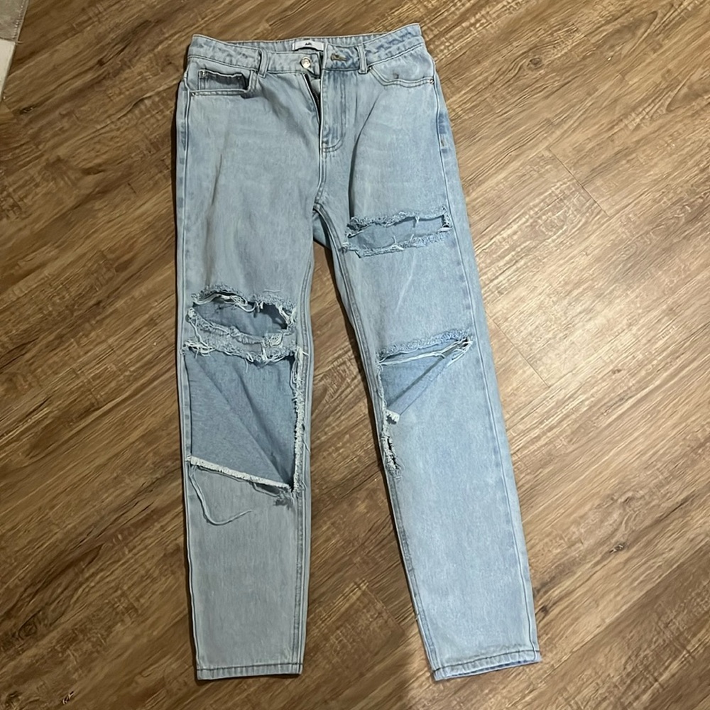 Extreme Distressed Light Denim Jeans in Size Small by Abdika (Fits size 0-2)